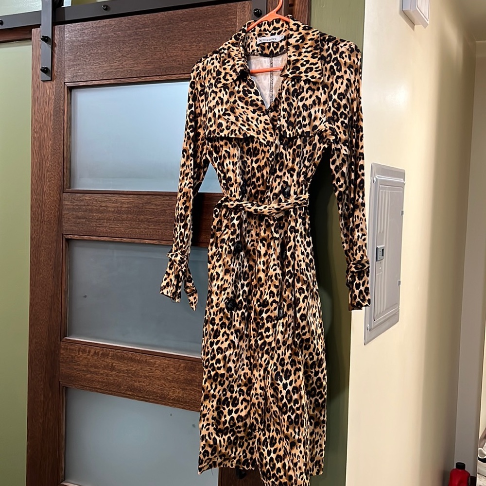 Cheetah leopard print trench coat